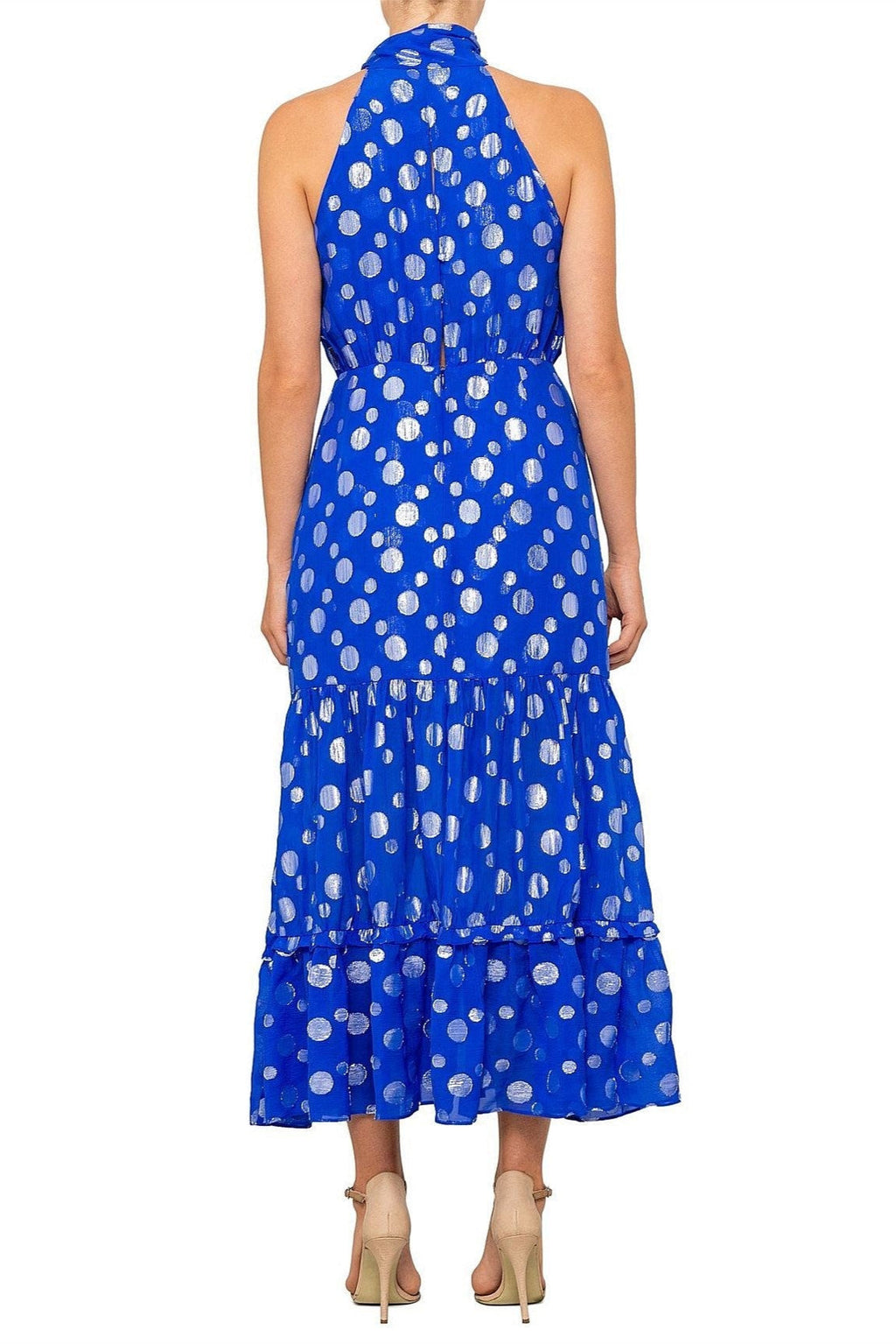 Eleanor Halter Metallic Midi Dress Flowering Girl