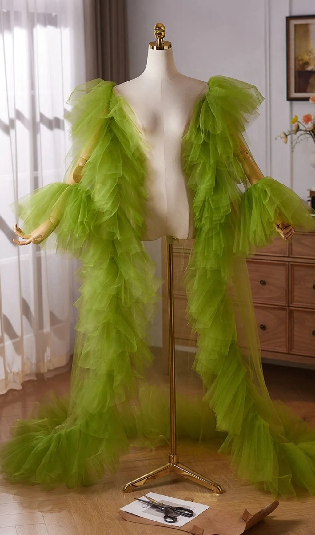 Leighann Green Mesh Shawl Flowering Girl