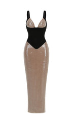 Kaleigh Strappy Sequin Patchwork Maxi Dress Flowering Girl