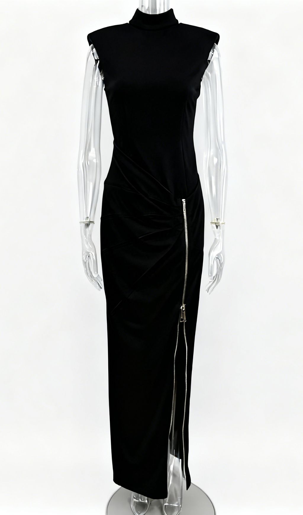 Jendayi Black Zipper Slit Maxi Dress Flowering Girl