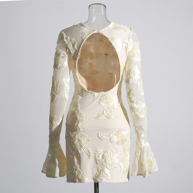Arisa 3D Mesh Flower Mini Dress