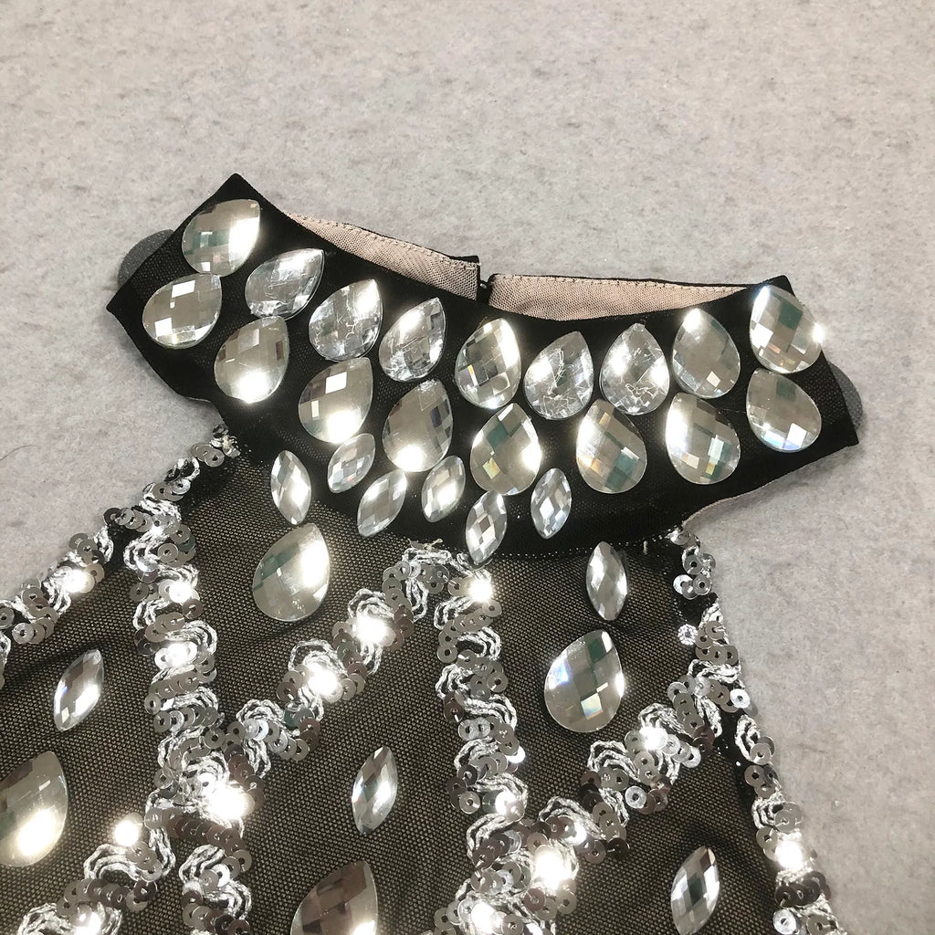 Iwao Black Halter Rhinestone Maxi Dress Flowering Girl