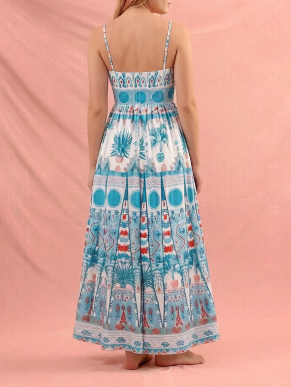Meka Spaghetti Printed Maxi Dress Flowering Girl