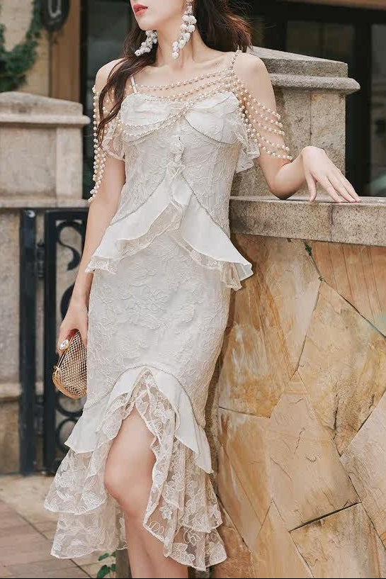 Frederica Lace-Trimmed Ruffled Slip Dress Flowering Girl