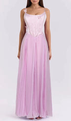 Glain Strappy Corset Mesh Maxi Dress Flowering Girl