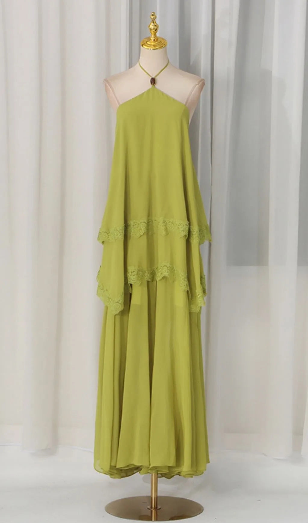 Laurelin Green Halter Maxi Dress Flowering Girl