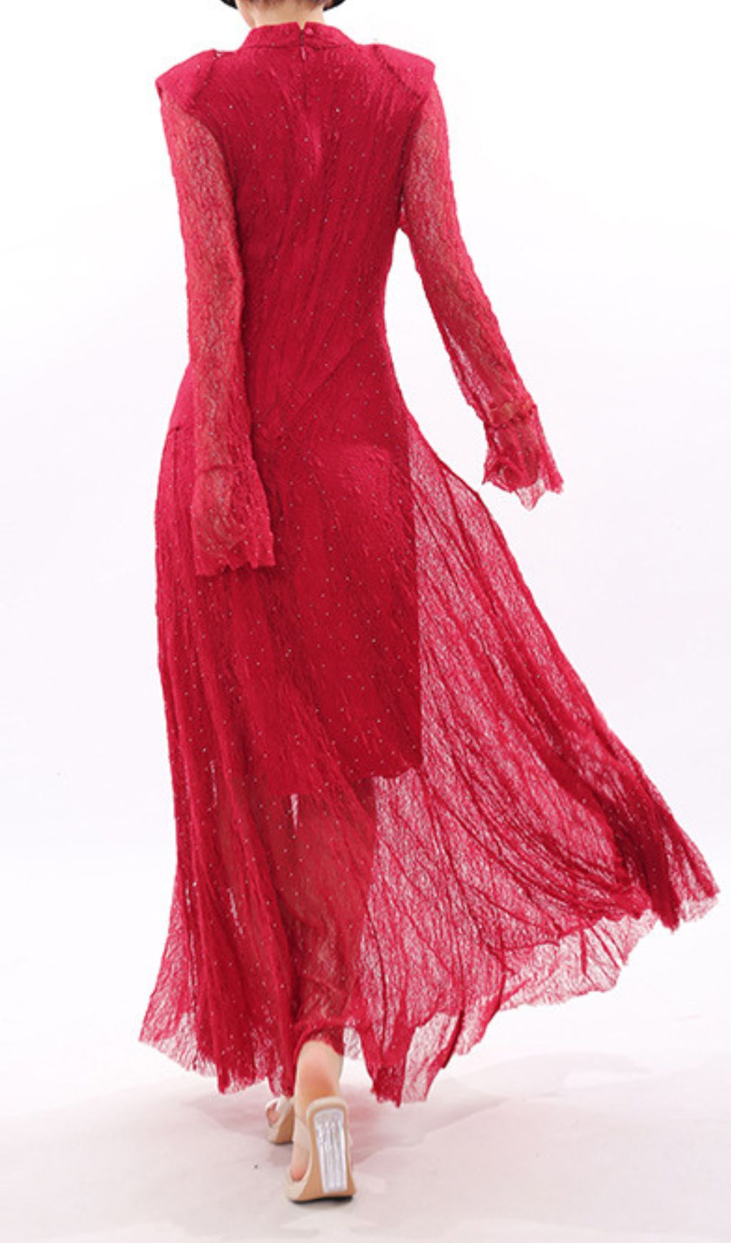 Janus Red Long Sleeve Maxi Dress Flowering Girl