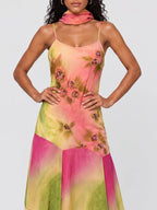 Yesmora Scarf Ruffle Floral Mini Dress Flowering Girl
