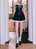Malle Black Strapless Bow Mini Dress Flowering Girl