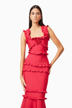Josephine Frill Maxi Dress In Red Flowering Girl