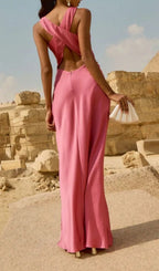 Lahayla Pink Backless Maxi Dress Flowering Girl