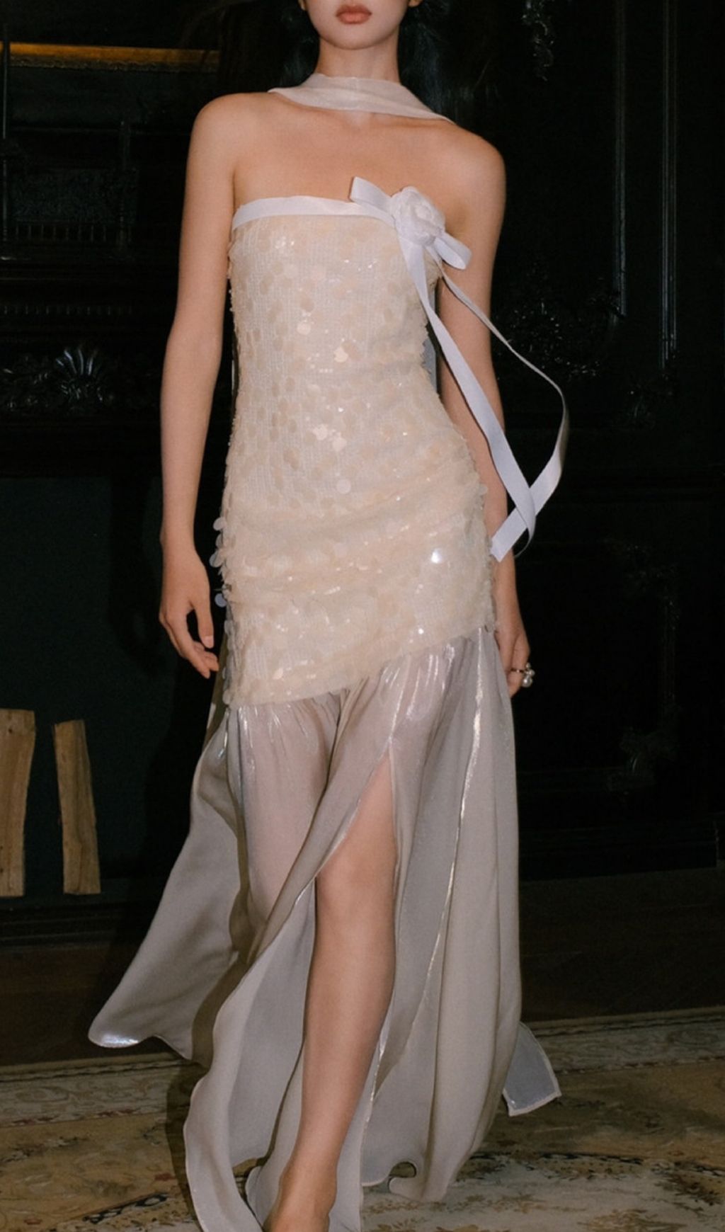 Kaori Strapless Sequin Maxi Dress Flowering Girl
