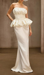 Dysis Strapless Pleated Maxi Dress Flowering Girl