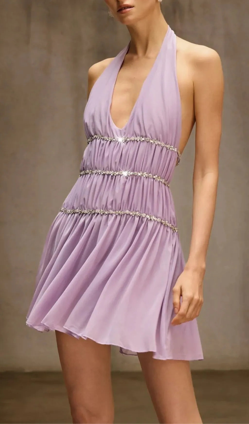 Doutzen Halterneck Rhinestone Mini Dress Flowering Girl
