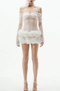 helen Lace Floral Appliqué Two Piece Set in White Flowering Girl