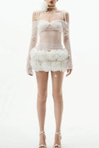 helen Lace Floral Appliqué Two Piece Set in White Flowering Girl