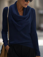 Draped Cowl Neck Long-Sleeve Top Flowering Girl