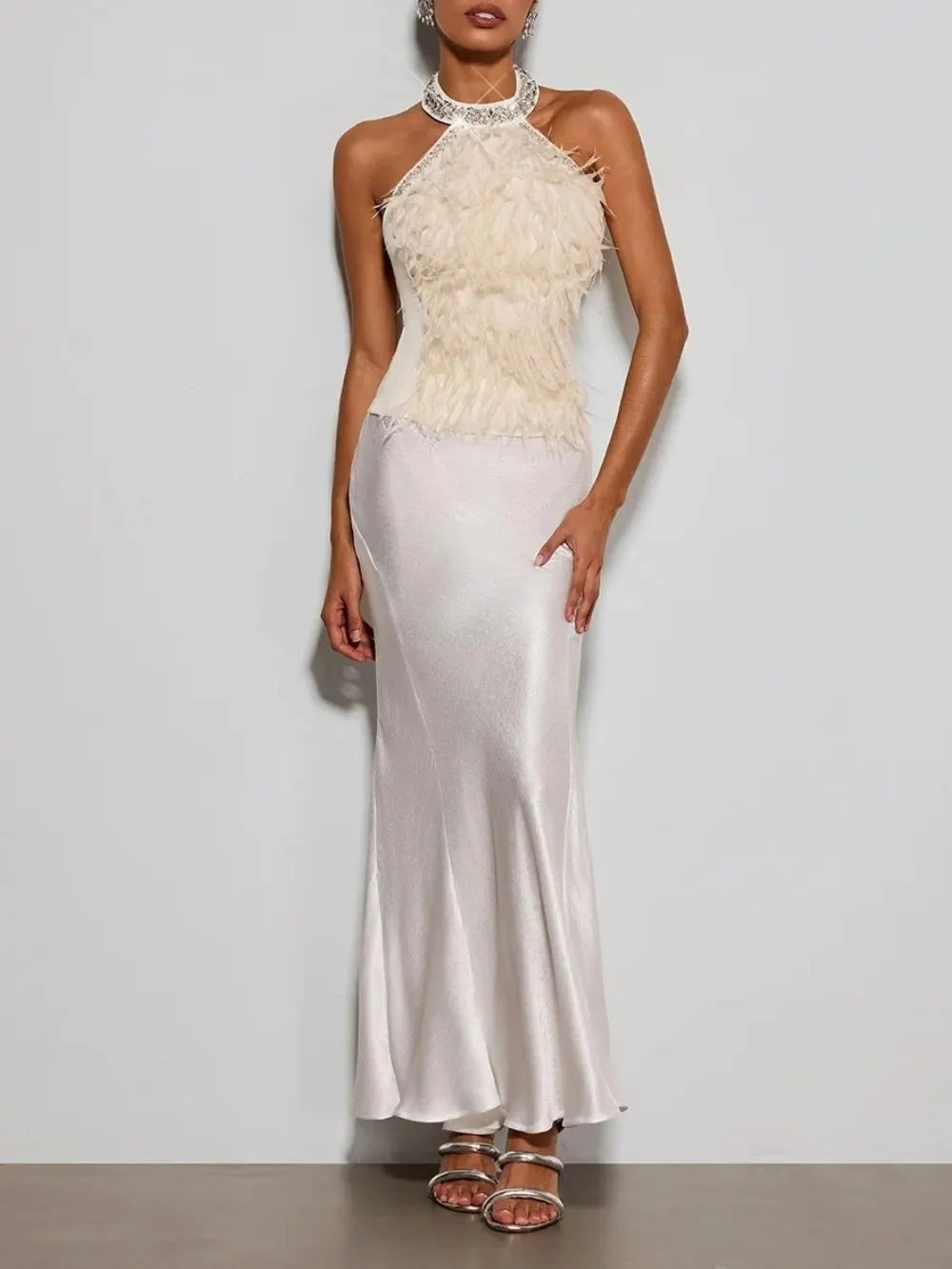 Erzsebet Halterneck Rhinestone Fringe Top Flowering Girl