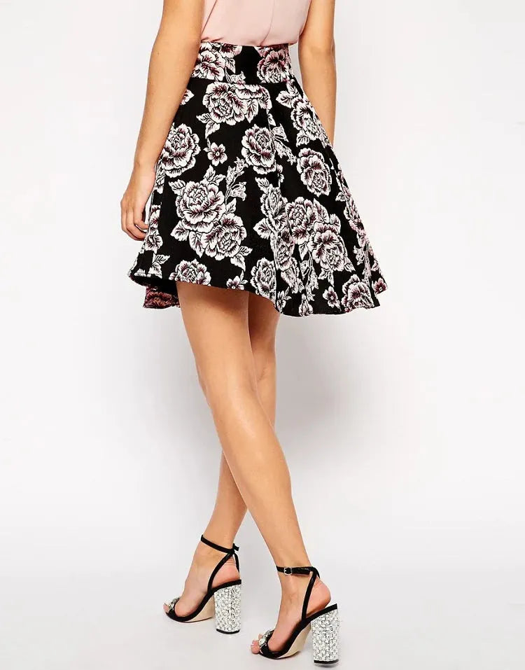 Jacquard High-Waisted Irregular Umbrella Skirt Flowering Girl