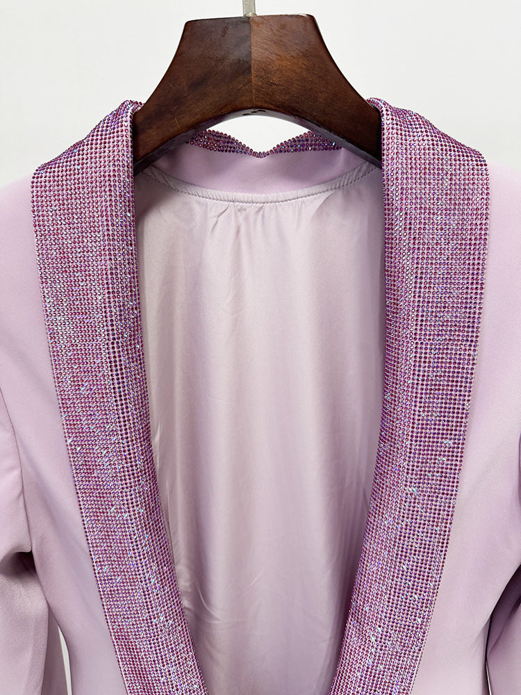 Violet Pink Crêpe Maxi Dress With Crystal Chainmail Flower Flowering Girl