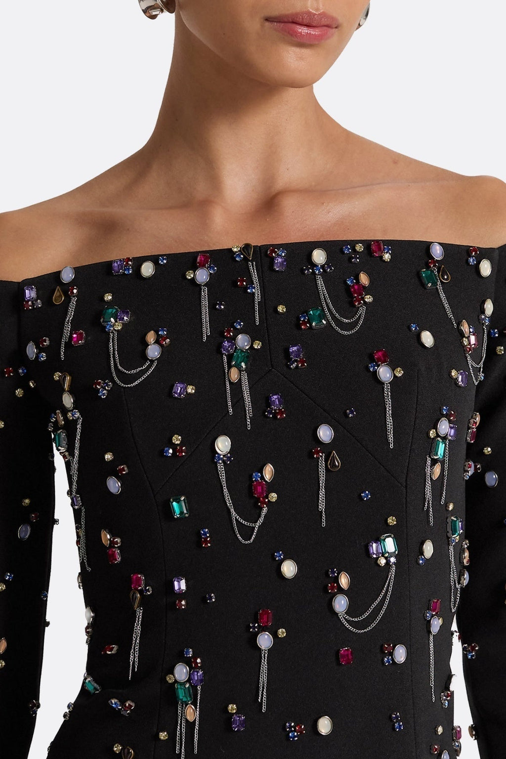 Pamaria Diamante Embroidery Off Shoulder Maxi Dress Flowering Girl