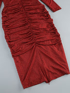 Diamond embellished pleated Midi Dress in merlot Flowering Girl