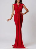 Meriam Red Ruched Maxi Dress Flowering Girl