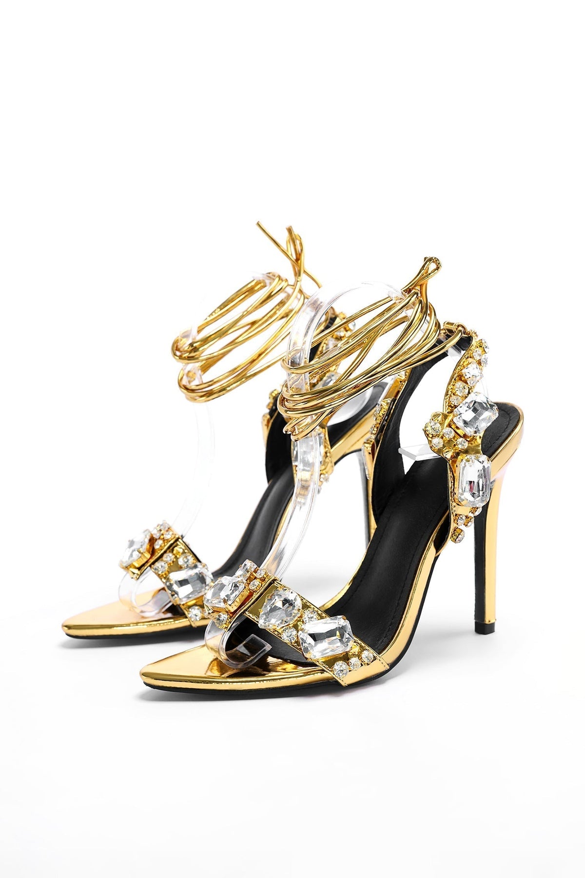 Adaline Pointed-toe Diamante Heels Flowering Girl