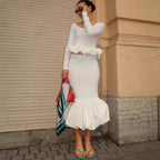 Mermaid Splicing Slim High-Waisted Skirt Flowering Girl