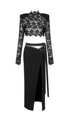 Keeva Black Lace Two-Piece Set Flowering Girl