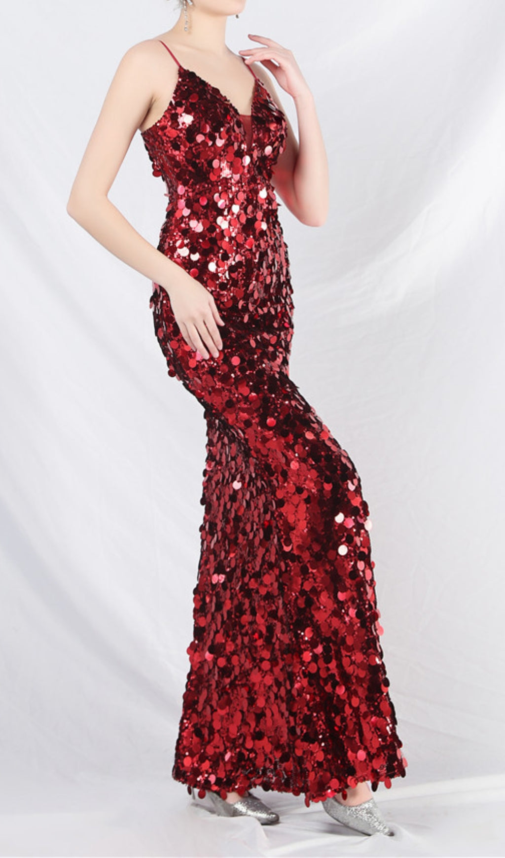 Chole Red Strappy Sequin Maxi Dress Flowering Girl