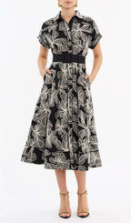 Davan Black Flower Midi Dress Flowering Girl