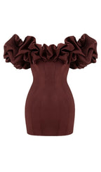 Satin Ruffle Strapless Dress Flowering Girl