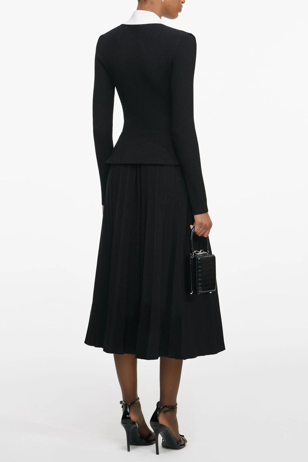 Evangeline Black Tailored Knit Midi Dress Flowering Girl