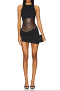 Shirley Sleeveless Sequin Twist Bodycon Mini Dress In Black Flowering Girl