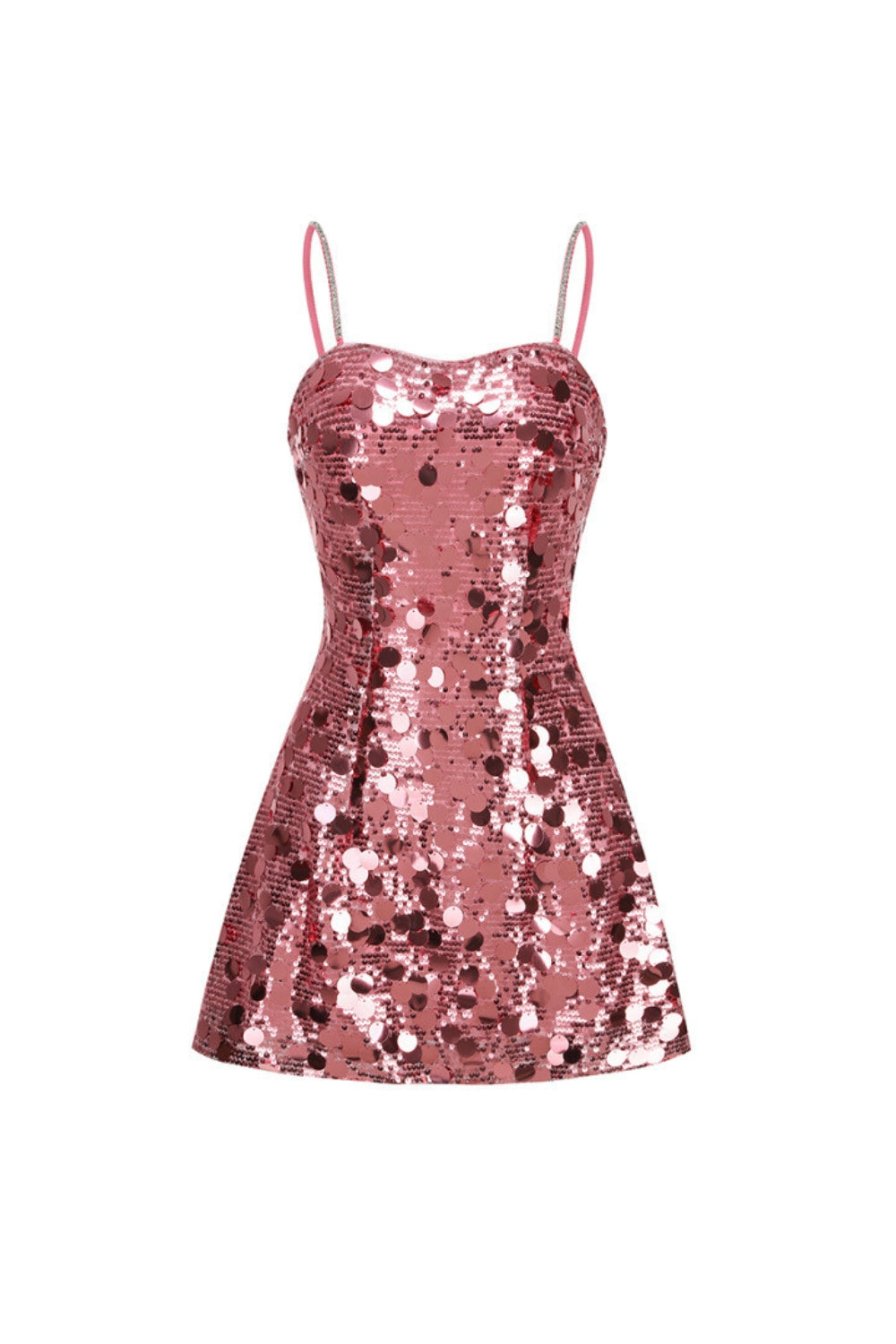 Virginia Strappy Sequin Embellished Mini Dress In Pink Flowering Girl
