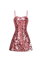 Virginia Strappy Sequin Embellished Mini Dress In Pink Flowering Girl