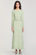 Rhinestone Knit Maxi Skirt In Almond Green Flowering Girl
