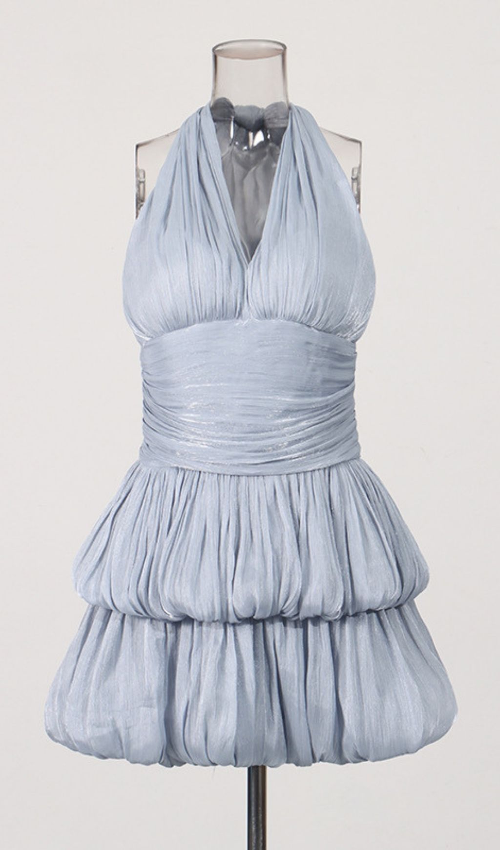 Keyla Grey Halter Pleated Mini Dress Flowering Girl