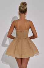 Jacqueline Mini Dress - Gold Sparkle Flowering Girl