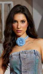 Blue Flower Choker Flowering Girl