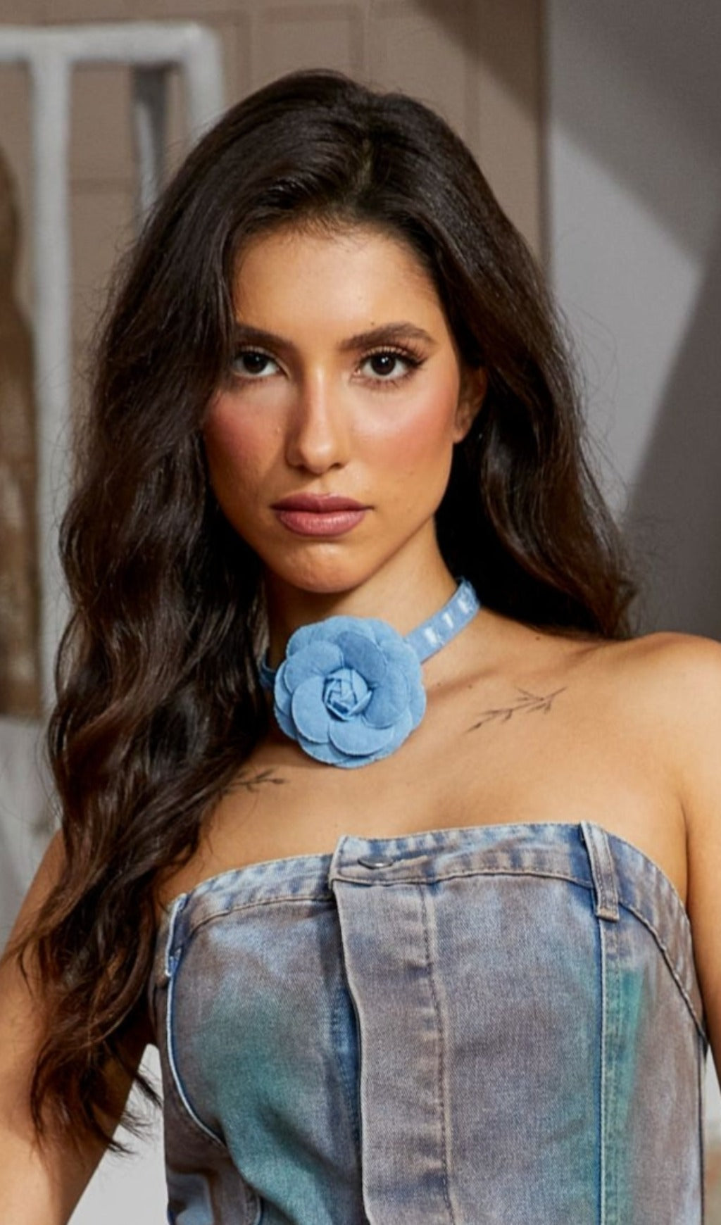 Blue Flower Choker Flowering Girl