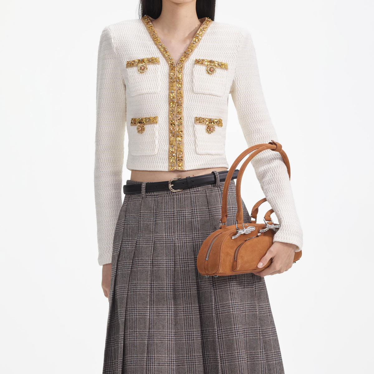 Cream Lurex Knit Cardigan Flowering Girl