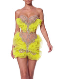 Sovrin Strapless Mesh Crystal Mini Dress Flowering Girl