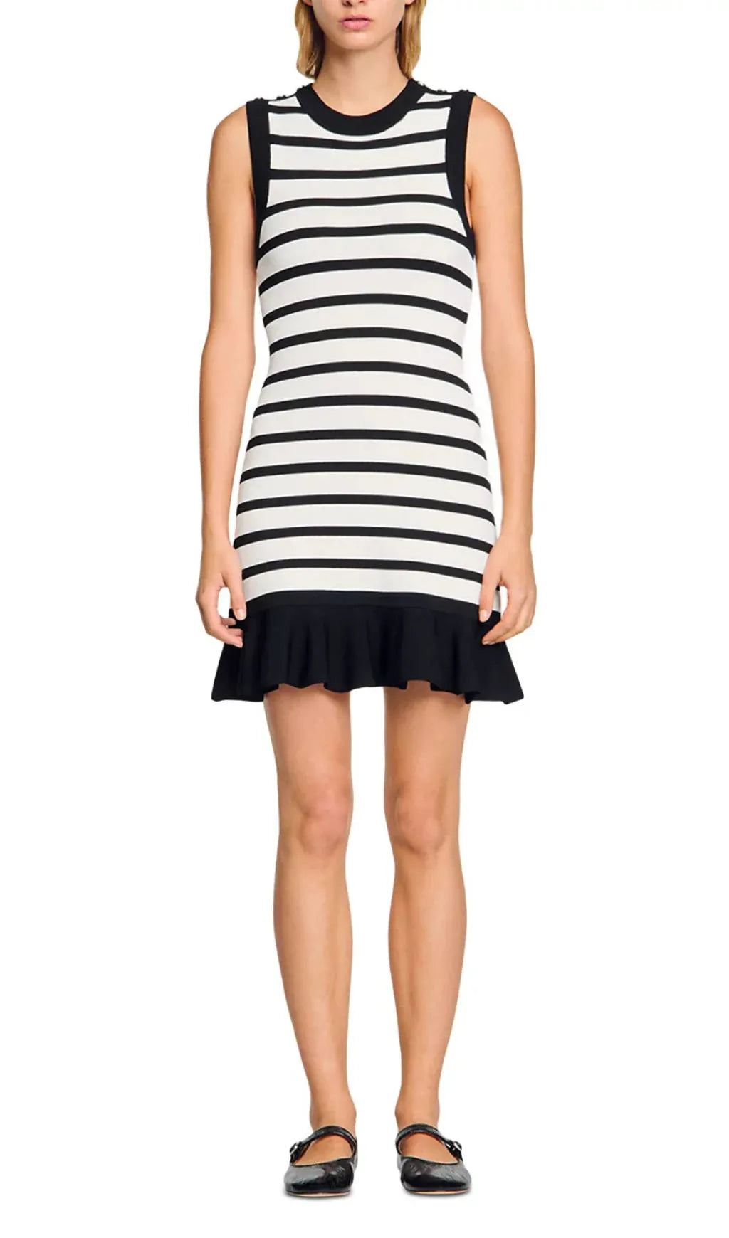 Striped Knit Short Dress Flowering Girl