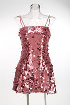 Virginia Strappy Sequin Embellished Mini Dress In Pink Flowering Girl