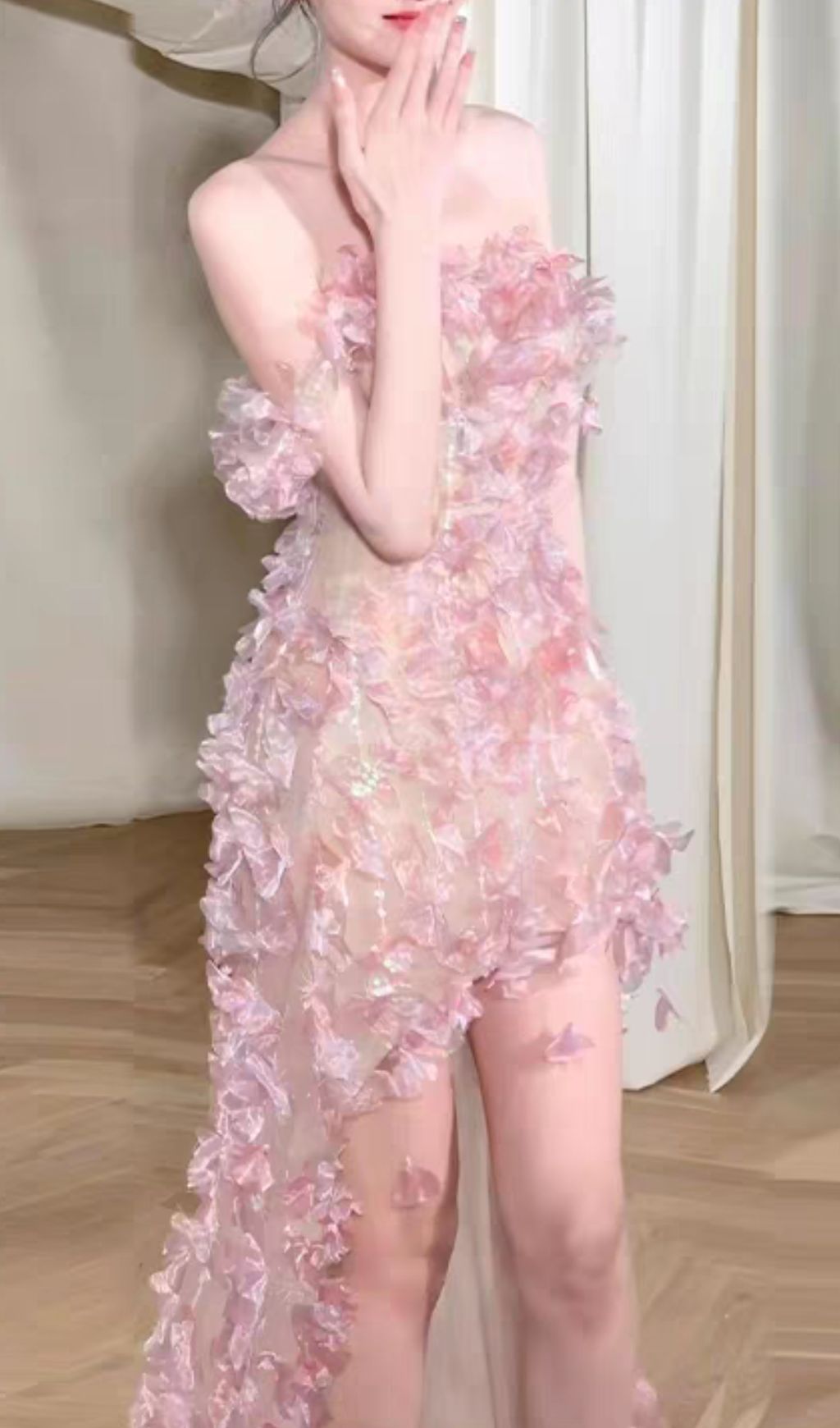 Hernán Pink Flower Maxi Dress Flowering Girl