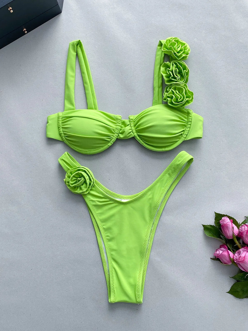 3D Three-Dimensional Flower Split Bikini Flowering Girl