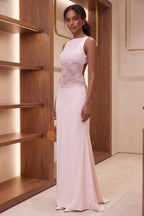 Soft Pink Lace Panel Maxi Dress Flowering Girl