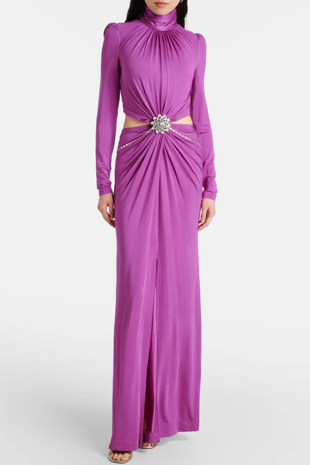 Trisa Crystal Embellished Cutout Maxi Dress - Purple Flowering Girl